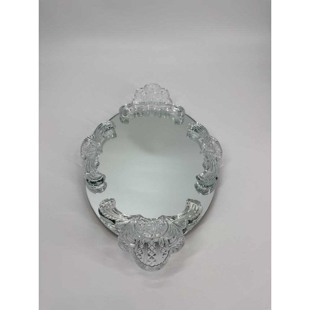VTG. EXQUISITE LEAD CRYSTAL GLASS VANITY MIRRORED DRESSER TRAY 18 1/2" x 10 1/4" - Picture 5 of 8